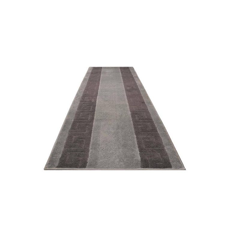 RugStylesOnline Euro Meander Design Gray 26 in. Width x 17 ft. Length Slip-Resistant Runner Rug HD-EU2001-17X26