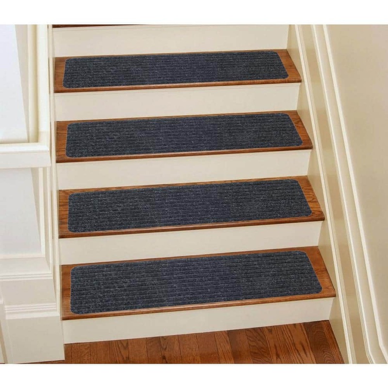 RugStylesOnline Stair Treads Collection Charcoal Black 8 Inch x 30 Inch Indoor Skid Slip Resistant Carpet Stair Treads Set of 9 ST8X30-9-BLACK