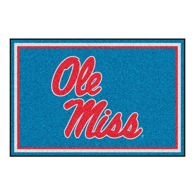 FANMATS Ole Miss Rebels Light Blue 5 ft. x 8 ft. Plush Area Rug 27228
