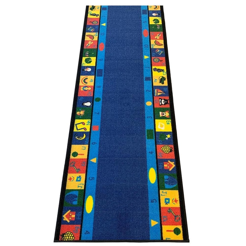 PLAYA RUG Alphabet Green Color 31 in. Width x Your Choice Length Custom Size Roll Runner Rug/Stair Runner ALP-GREEN-31