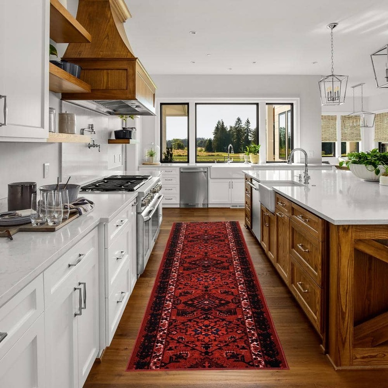 PLAYA RUG Bokhara Torkaman Burgundy  26 in. W x 2 ft. L Roll Runner Rug/Stair Runner 4.4 sq. ft. BOK-RED-26