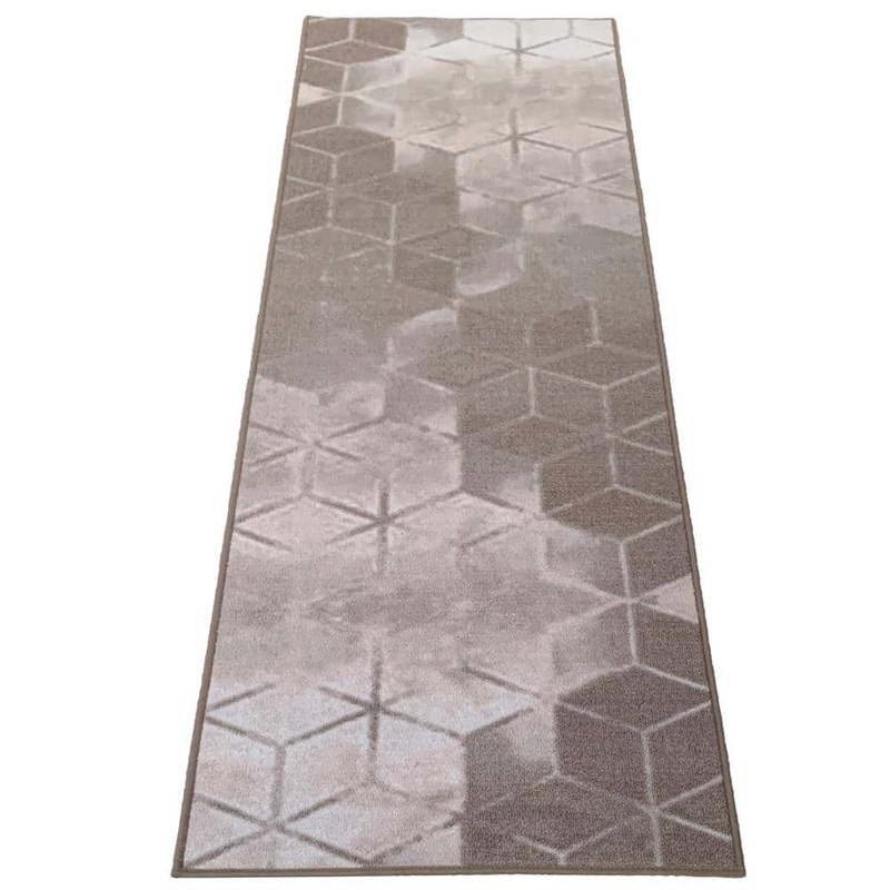 PLAYA RUG Cubes Abstract Beige Color 26 in. Width x Your Choice Length Custom Size Roll Runner Rug/Stair Runner CUBES-BEIGE-26