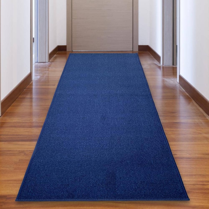 PLAYA RUG Solid Blue Color 31 in. Width x Your Choice Length Custom Size Roll Runner Rug/Stair Runner SLD-BLUE-31