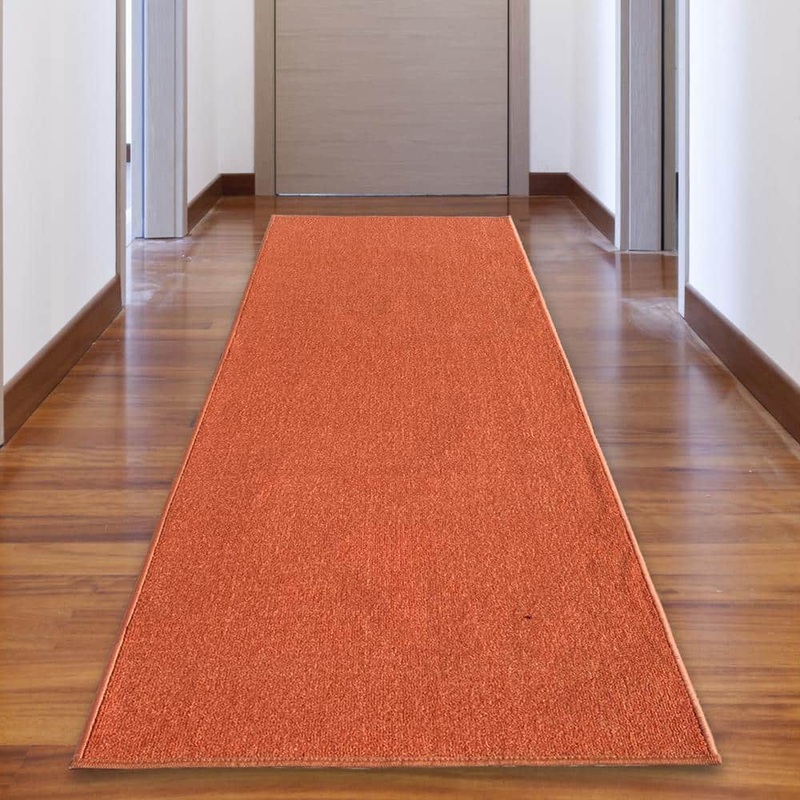 PLAYA RUG Solid Orange Color 26 in. Width x Your Choice Length Custom Size Roll Runner Rug/Stair Runner SLD-ORNG-26