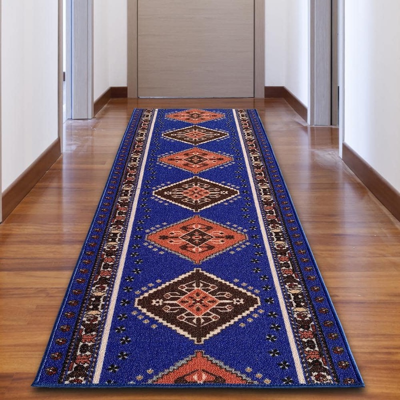 PLAYA RUG Southwestern Blue 26 in. W x 1 ft. L Roll Runner Rug/Stair Runner 2.2 sq. ft. SW-BLUE-26