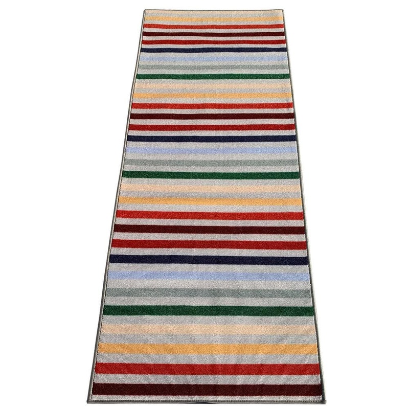 PLAYA RUG Stripes Multi Color 31 in. Width x Your Choice Length Custom Size Roll Runner Rug/Stair Runner STRIPES-MUL-31