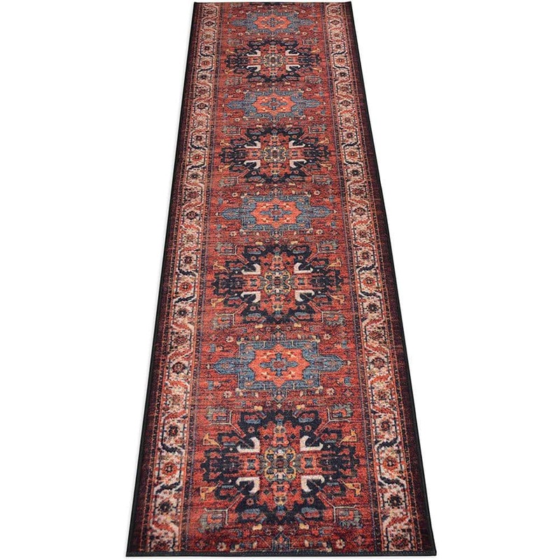 RugStylesOnline Antique Collection Series Vintage Persian Medallion Red Terracotta 26 in. x 18 ft. Your Choice Length Stair Runner HD-COT200-26X18