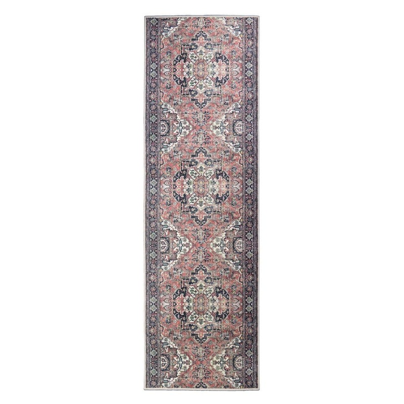 RugStylesOnline Custom Image Series Traditional Kilim Medallion Terracotta-Multicolor 26 in. W x 24 in. L Stair Runner 4.33 sq. ft. IMG2196-26X2