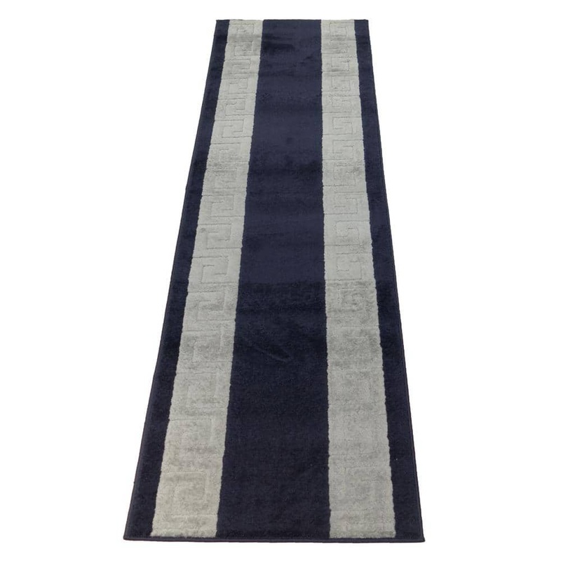RugStylesOnline Euro Meander Design Navy 26 in. Width x 11 ft. Length Slip-Resistant Runner Rug HD-EU2004-11X26