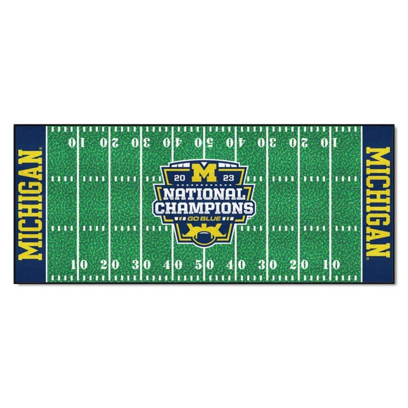 FANMATS Michigan 2023-24 National Champions 2 ft. x 6 ft. Blue Football Field Runner Rug 42118