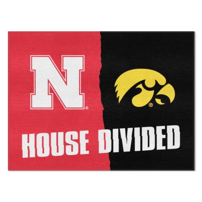 FANMATS NCAA House Divided – Nebraska / Iowa 33.75 in. x 42.5 in. House Divided Mat Area Rug 17110