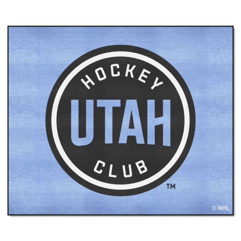 FANMATS NHL-Utah Blue 59.5 in. x 71 in. Hockey Club Tailgater Mat Utah Hockey Round Logo Area Rug 44720