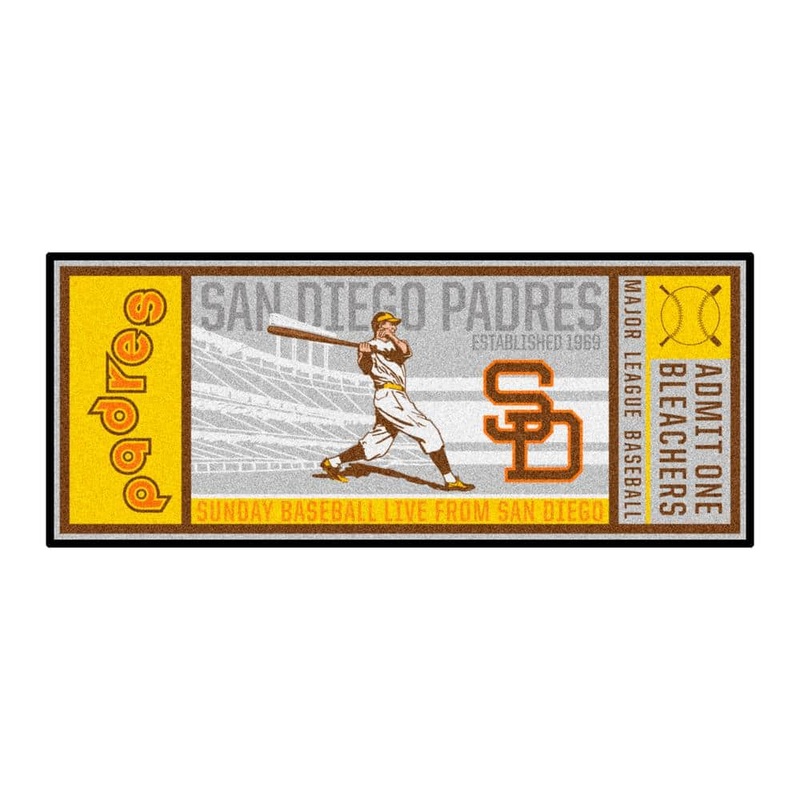 FANMATS San Diego Padres Gray 2 ft. 6 in. x 6 ft. Ticket Runner Area Rug 2002