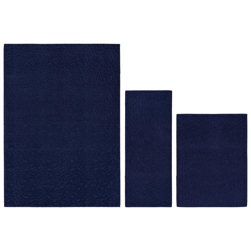 Garland Rug Ivy Navy 5 ft. x 7 ft. Floral 3-Piece Rug Set CL010N3P0310