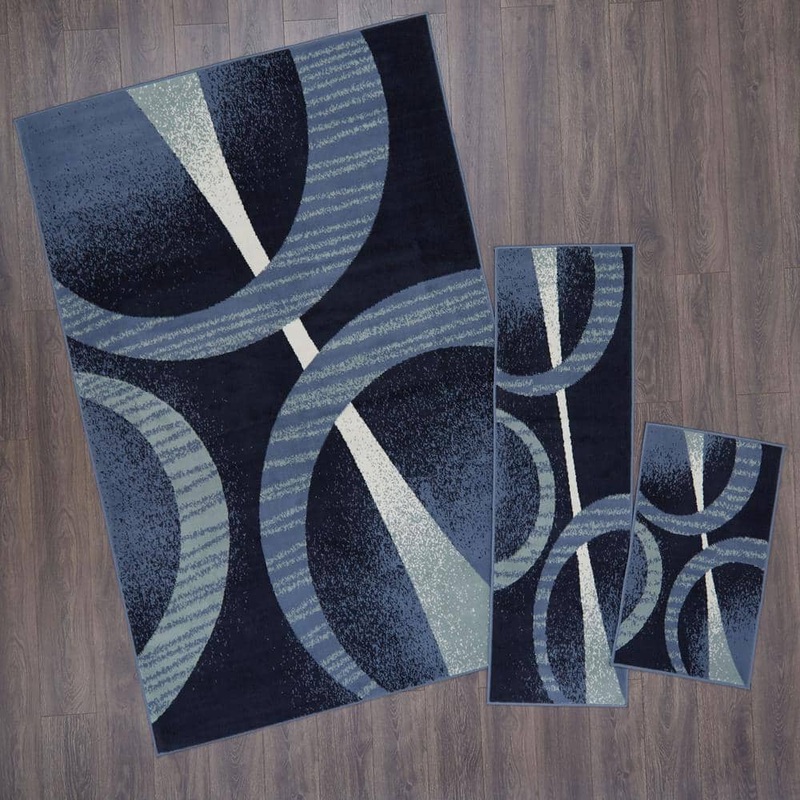 Home Dynamix Ariana Navy Blue/Grey 5 ft. x 7 ft. 3-Piece Indoor Area Rug Set 3S-HD5194-300