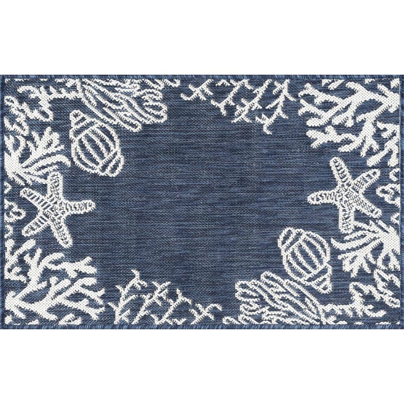 Tayse Rugs Eco Coastal Navy 2 ft. x 3 ft. Indoor/Outdoor Area Rug ECO1505 2×3