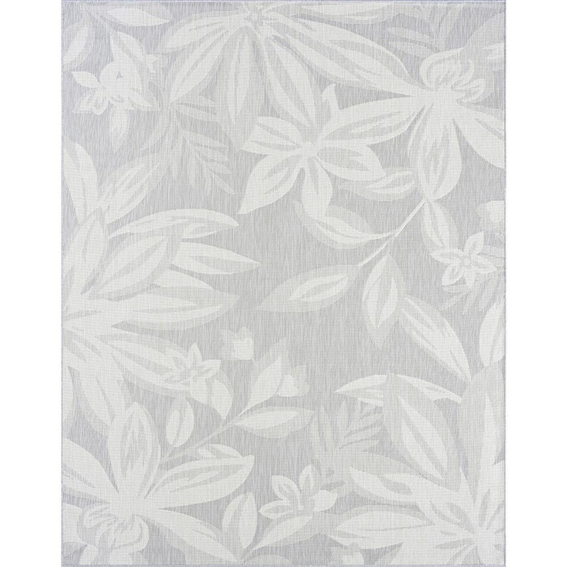 Tayse Rugs Eco Floral Gray 4 ft. x 6 ft. Indoor/Outdoor Area Rug ECO1704 4×6