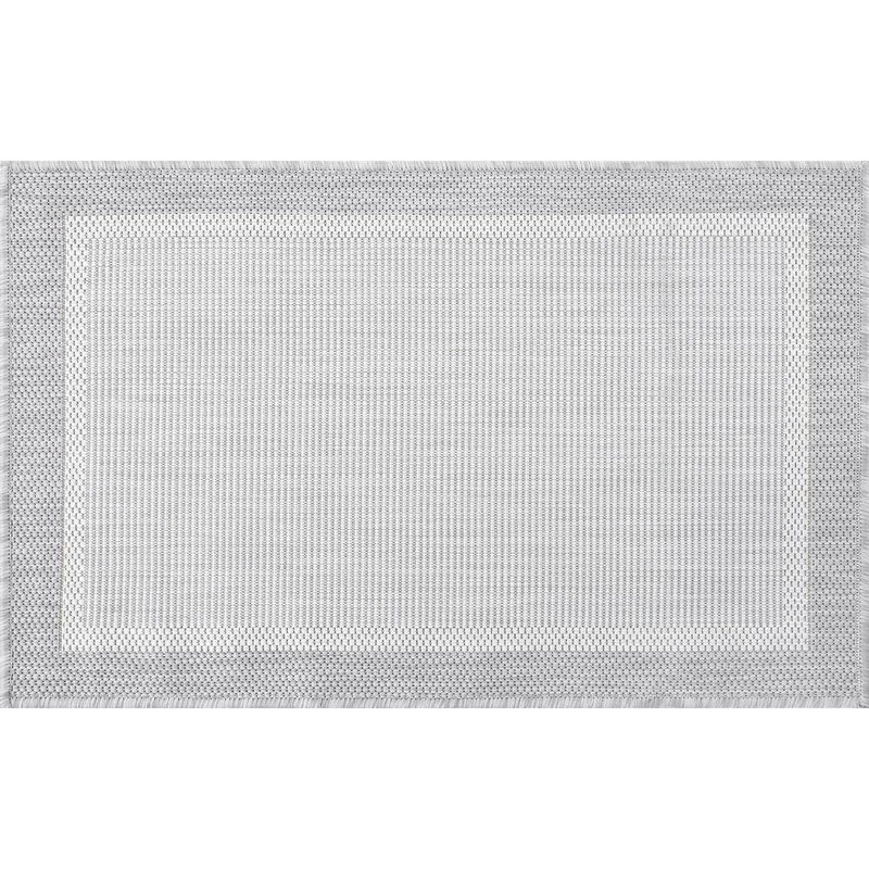 Tayse Rugs Eco Solid Border Gray 2 ft. x 3 ft. Indoor/Outdoor Area Rug ECO1204 2×3