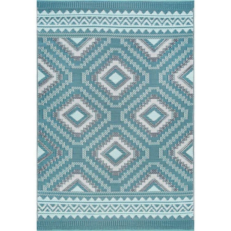 Tayse Rugs Sunset Aqua 9 ft. x 12 ft. Geometric Indoor/Outdoor Area Rug SUN2006 9×12