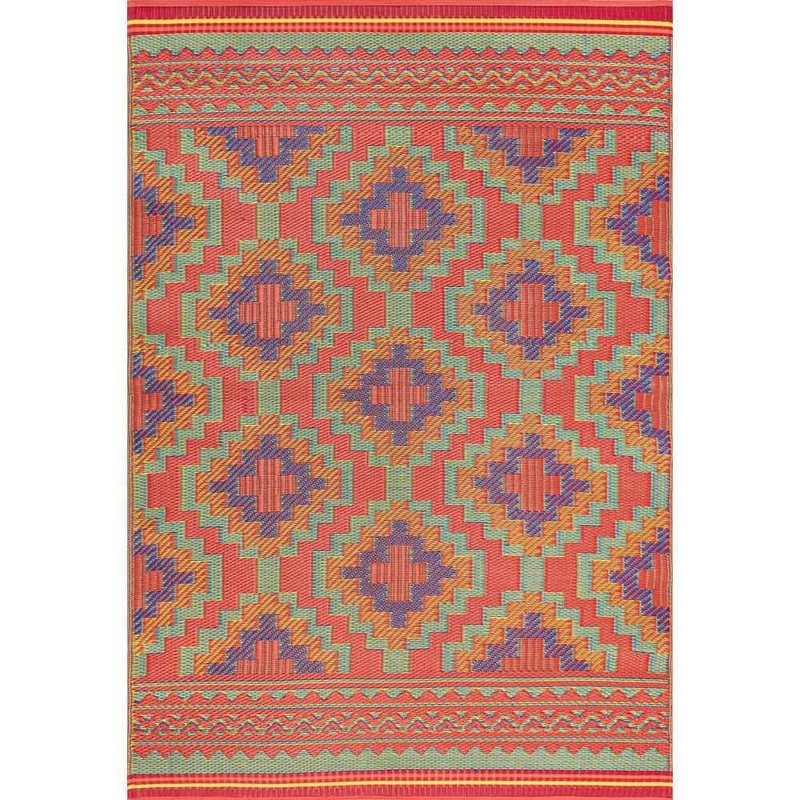 Tayse Rugs Sunset Multi-Color 8 ft. x 10 ft. Geometric Indoor/Outdoor Area Rug SUN1901 8×10