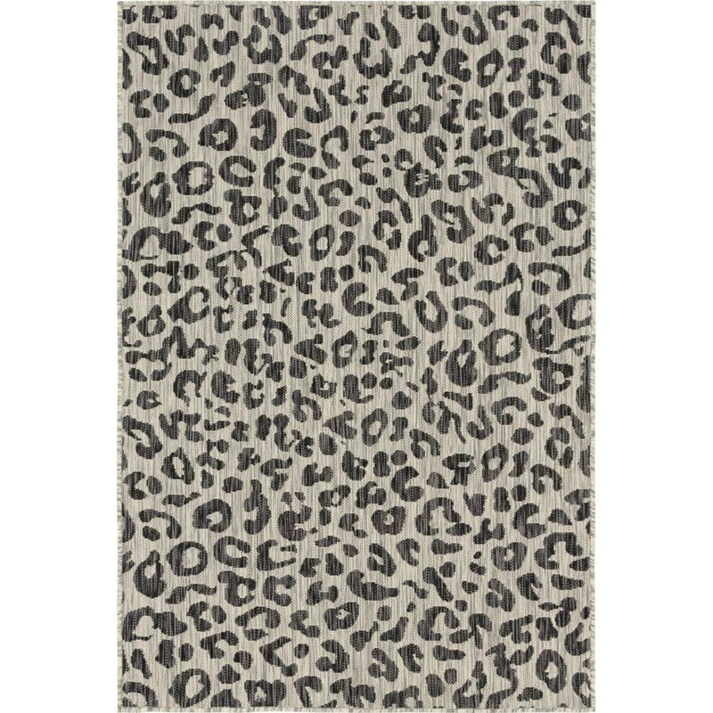 Unique Loom Black Leopard Outdoor 4 ft. x 6 ft. Area Rug 3145246