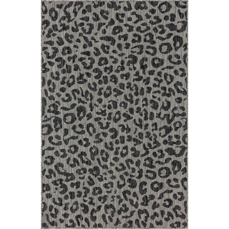 Unique Loom Black Leopard Outdoor 5 ft. x 8 ft. Area Rug 3145245