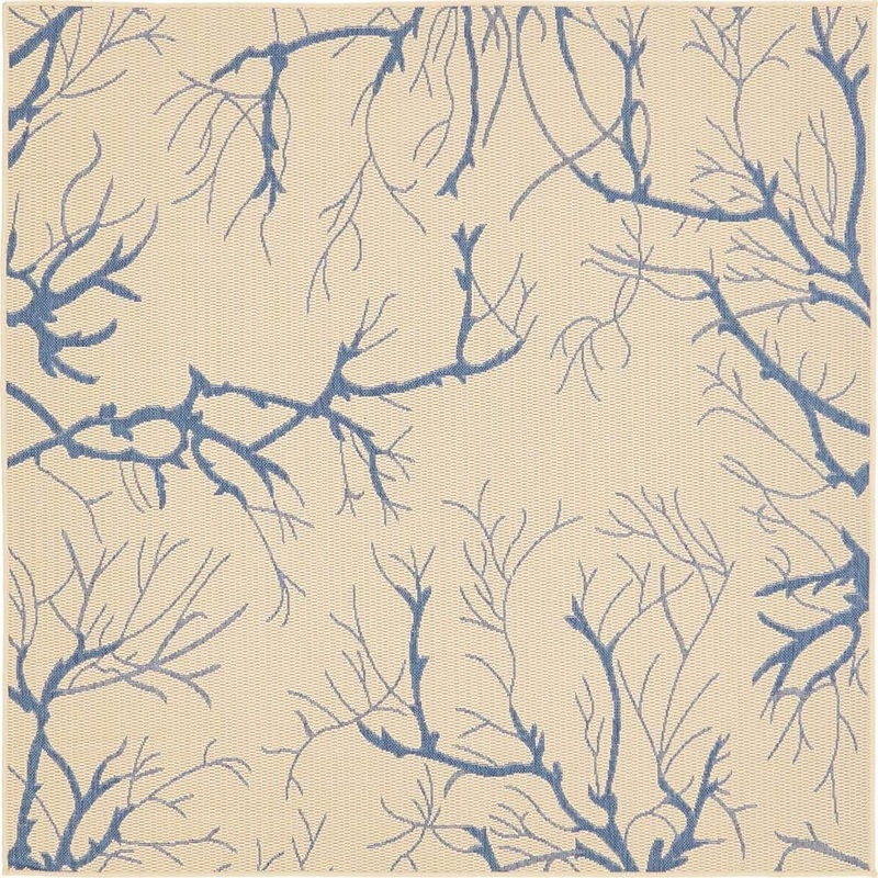 Unique Loom Outdoor Branch Beige 6′ 0 x 6′ 0 Square Rug 3140655