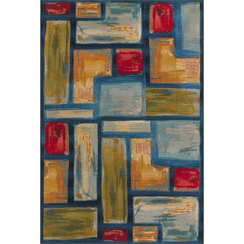 Unique Loom Outdoor Cubed Multi 5′ 3 x 8′ 0 Area Rug 3138533