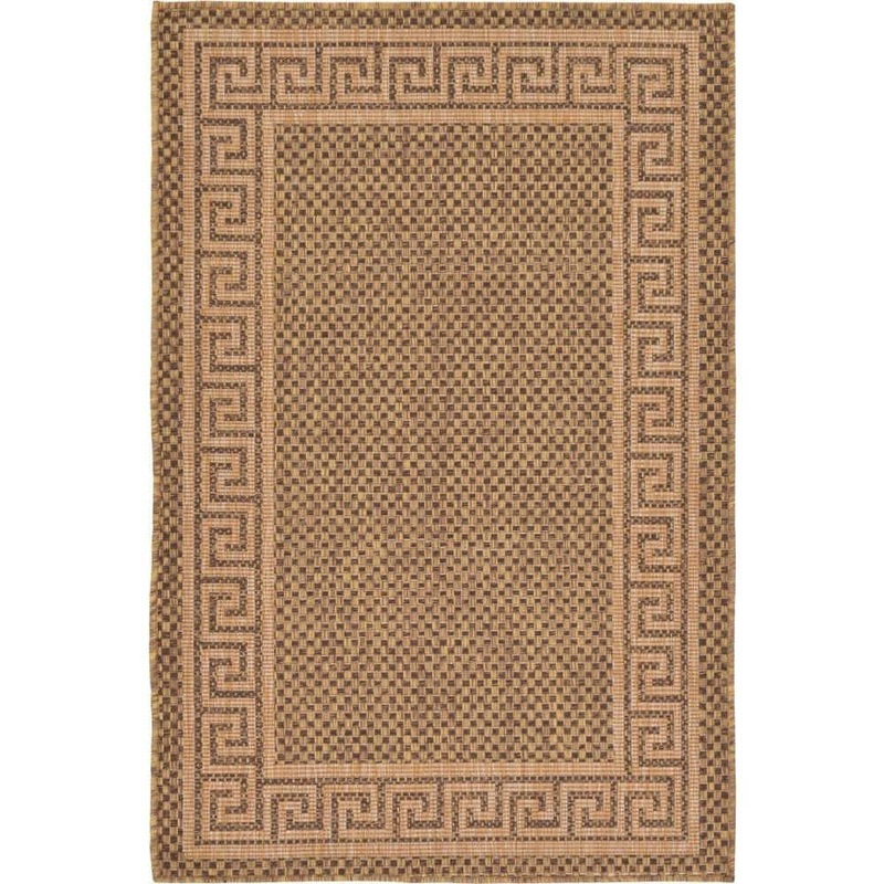 Unique Loom Outdoor Greek Key Brown 3′ 3 x 5′ 0 Area Rug 3127228