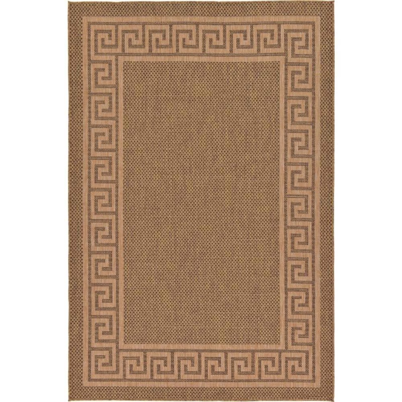 Unique Loom Outdoor Greek Key Brown 7′ 0 x 10′ 0 Area Rug 3127224