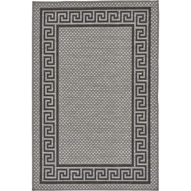 Unique Loom Outdoor Greek Key Gray 3′ 3 x 5′ 0 Area Rug 3127237