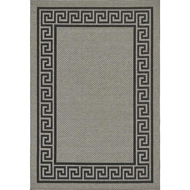 Unique Loom Outdoor Greek Key Gray 6′ 0 x 9′ 0 Area Rug 3140588
