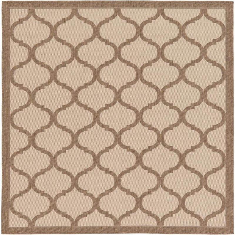 Unique Loom Outdoor Moroccan Beige 6′ 0 x 6′ 0 Square Rug 3126681