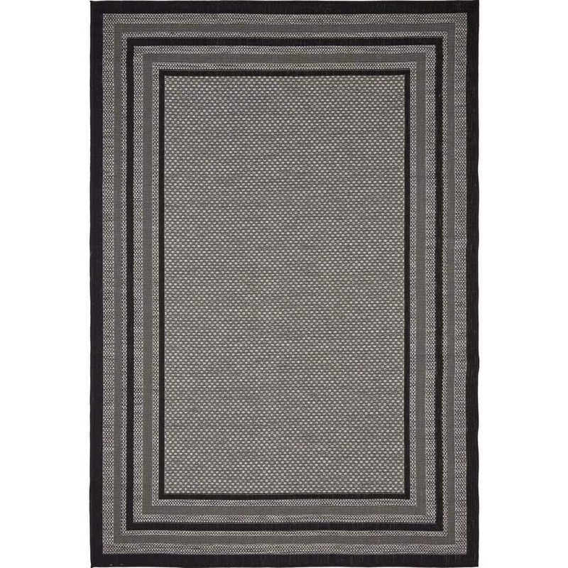 Unique Loom Outdoor Multi Border Gray 6′ 0 x 9′ 0 Area Rug 3135606