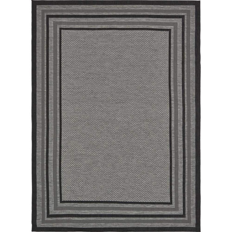 Unique Loom Outdoor Multi Border Gray 8′ 0 x 11′ 4 Area Rug 3135605