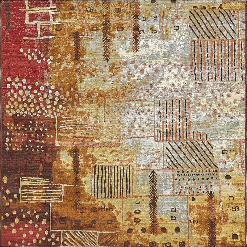 Unique Loom Outdoor Pine Multi 6′ 0 x 6′ 0 Square Rug 3138517