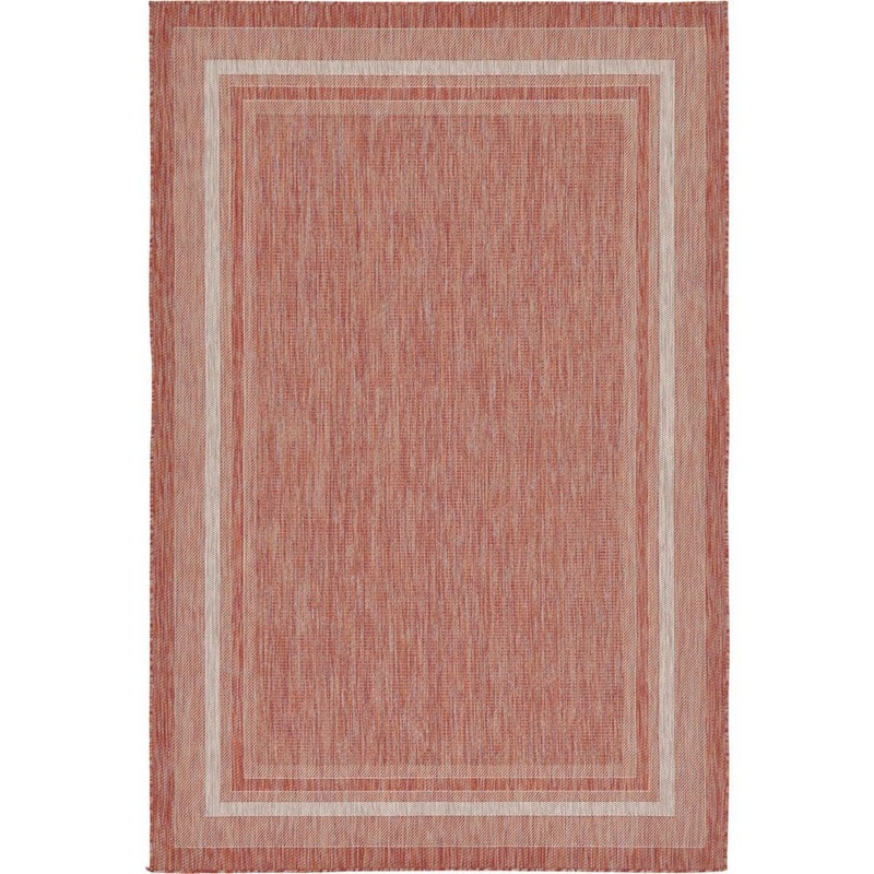 Unique Loom Outdoor Soft Border Rust Red 6′ 0 x 9′ 0 Area Rug 3128955