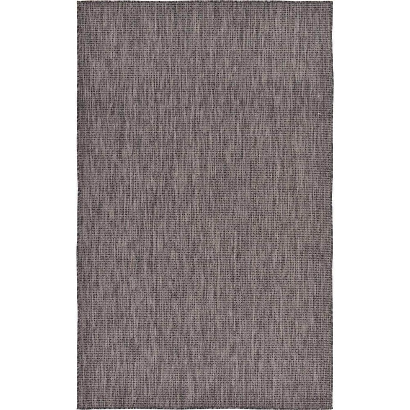 Unique Loom Outdoor Solid Black 5′ 0 x 8′ 0 Area Rug 3128983