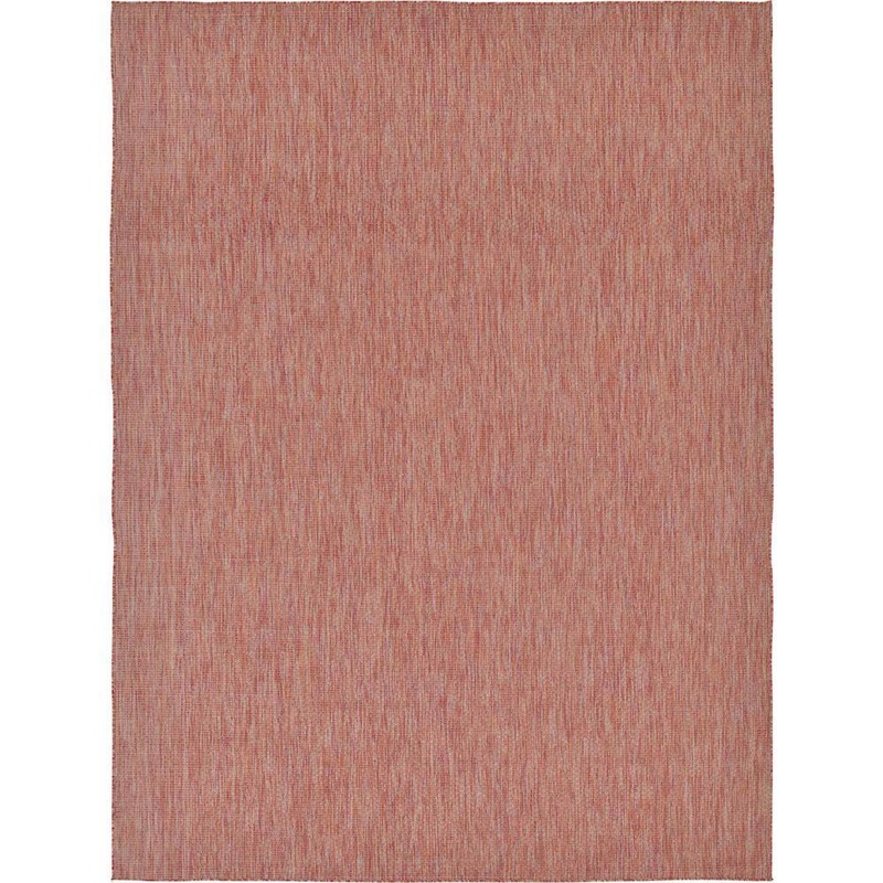 Unique Loom Outdoor Solid Rust Red 9′ 0 x 12′ 0 Area Rug 3128968