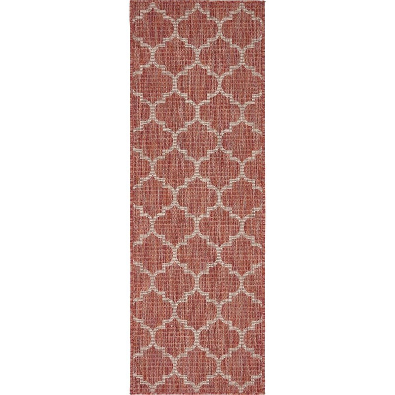 Unique Loom Outdoor Trellis Rust Red 2′ 0 x 6′ 0 Runner Rug 3136823