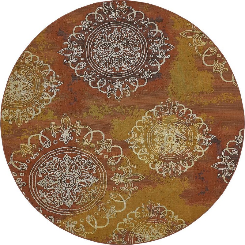 Unique Loom Outdoor Trio Rust Red 8′ 0 x 8′ 0 Round Rug 3138607
