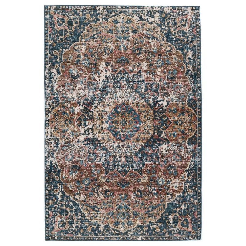 VIBE BY JAIPUR LIVING Akela Dark Blue/Multicolor 8 ft. x 10 ft. Medallion Rectangle Indoor/Outdoor Area Rug RUG153211