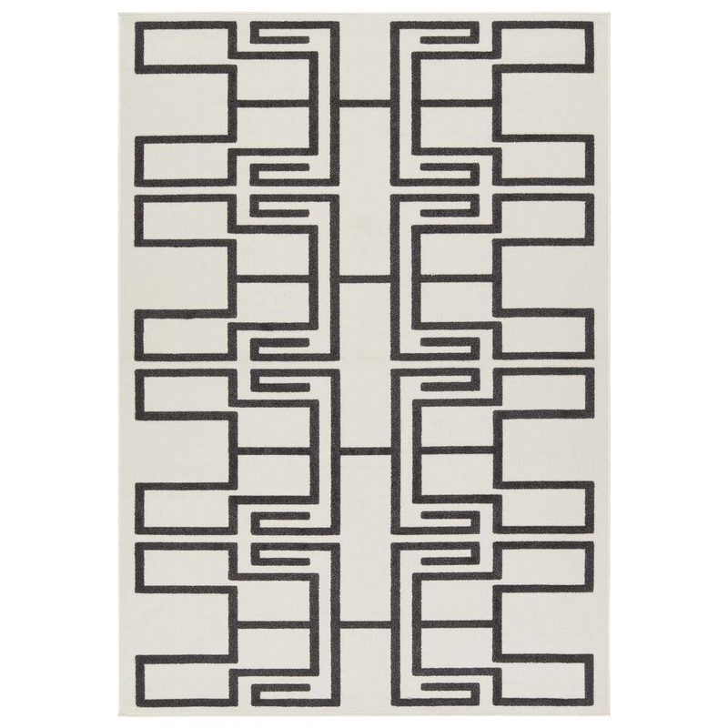 VIBE BY JAIPUR LIVING Odion 4 ft. x 6 ft. White/Charcoal Geometric Indoor/Outdoor Area Rug RUG158502