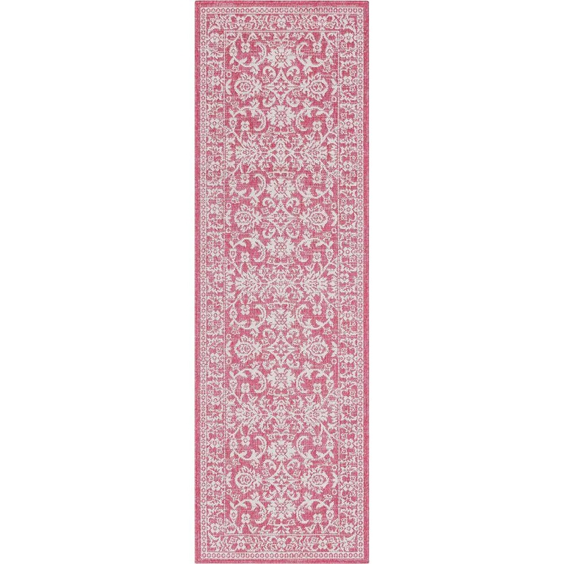 Well Woven Lia Delphi Fuchsia 2 ft. 3 in. x 7 ft. 3 in. Oriental Persian Runner Indoor/Outdoor Area Rug LIA-200-2