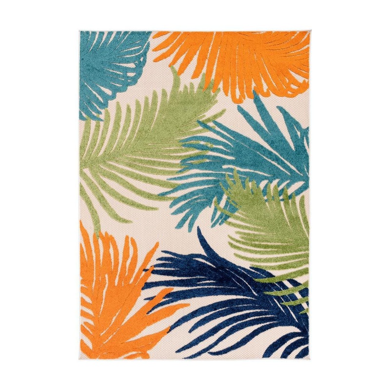 World Rug Gallery Multi 5 ft. x 7 ft. Contemporary Tropical Large Floral Indoor/Outdoor Area Rug 8013MULTI5X7