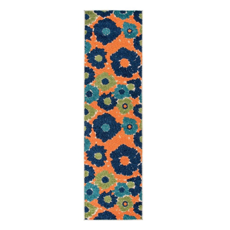 World Rug Gallery Palermo Multi 2 ft. x 7 ft. Modern Floral Flowers Indoor/Outdoor Runner Rug 8016MULTI2X7