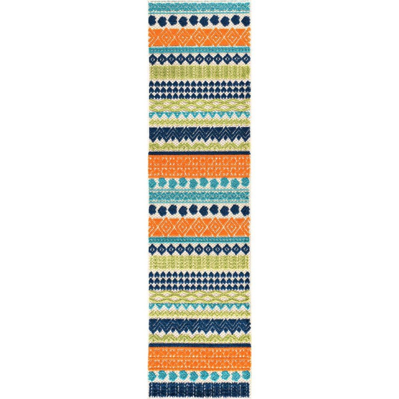 World Rug Gallery Ronda Contemporary Bohemian Multi 2 ft. x 7 ft. Runner Indoor/Outdoor Area Rug 5557MULTI2X7