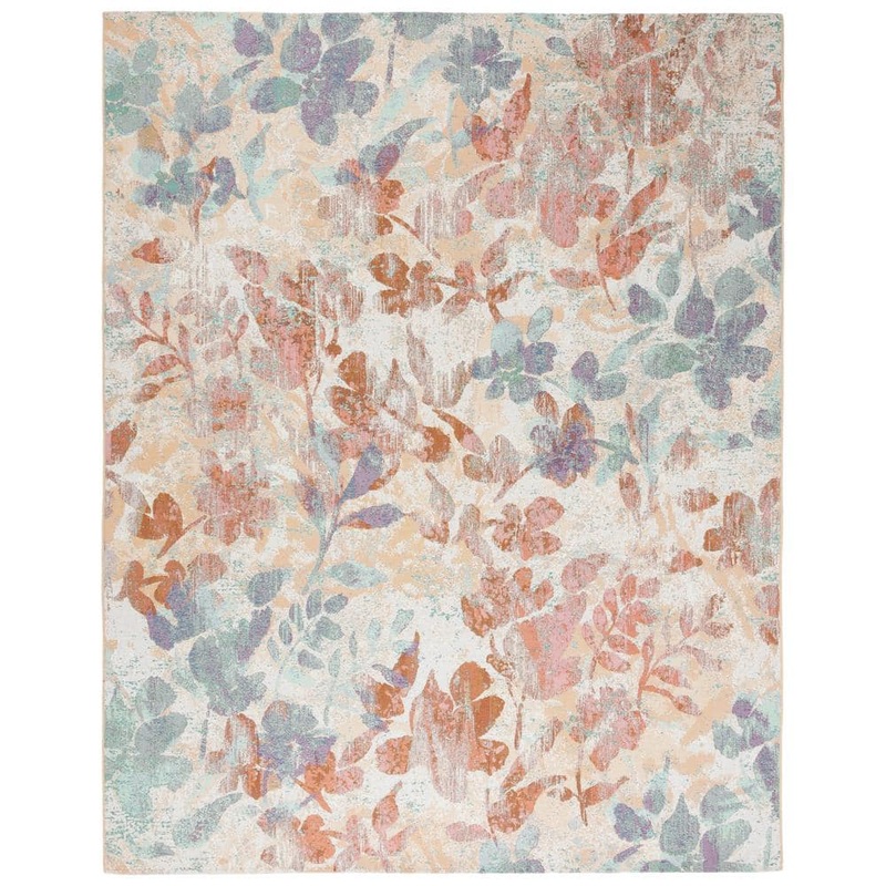 SAFAVIEH Barbados Beige/Red 10 ft. x 12 ft. Multi-Leaf Gradient Indoor/Outdoor Patio Area Rug BAR525B-9