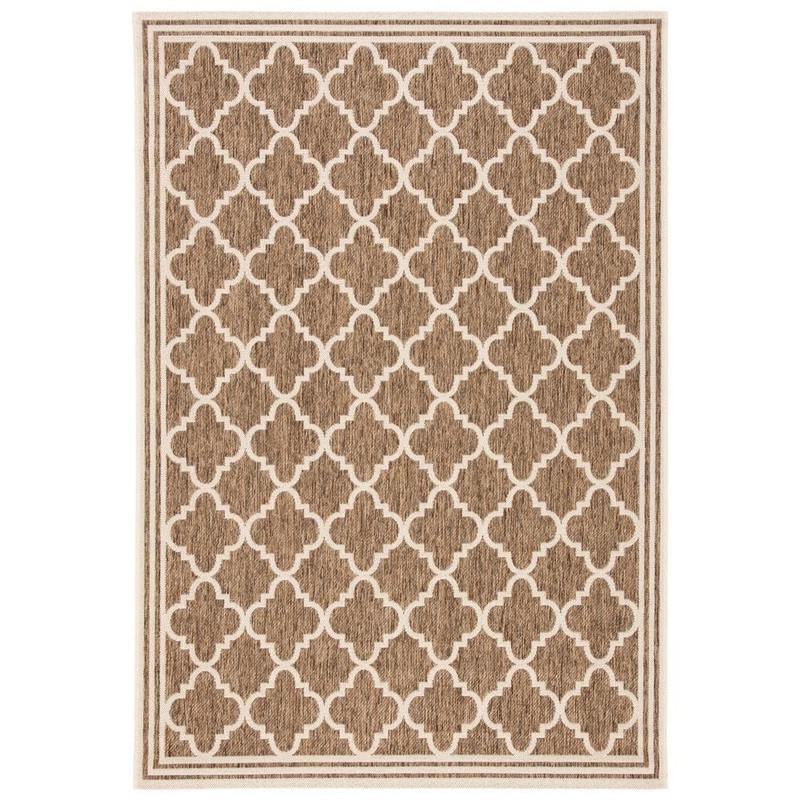 SAFAVIEH Beach House Beige/Cream Doormat 2 ft. x 4 ft. Border Trellis Indoor/Outdoor Area Rug BHS121D-24