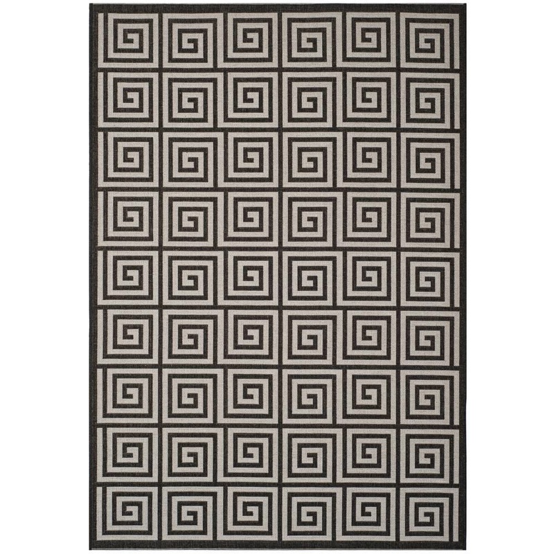 SAFAVIEH Beach House Light Gray/Charcoal Doormat 2 ft. x 4 ft. Fretwork Indoor/Outdoor Area Rug BHS129A-24